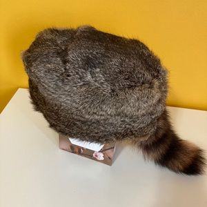 Real Fur Davy Crockett hat with racoon tail